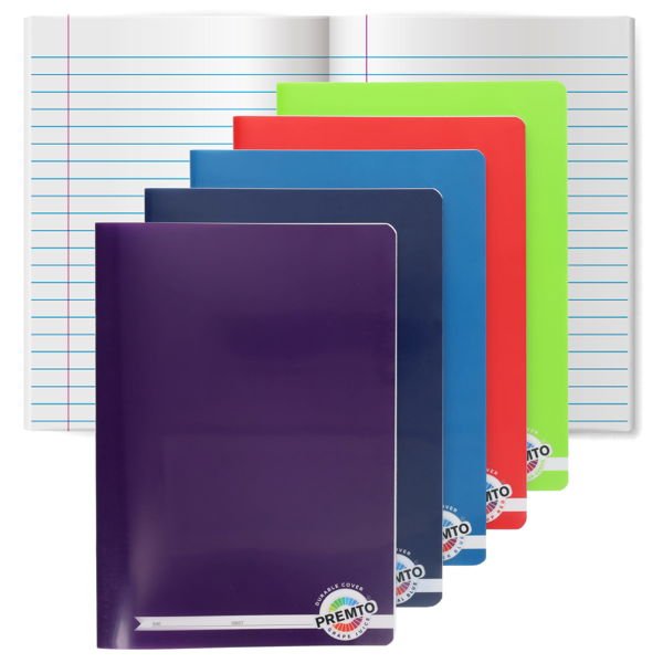 Premto A4 120Pg Durable Cover Manuscript Book - Pack Of 5 Asst. - ABC School Supplies