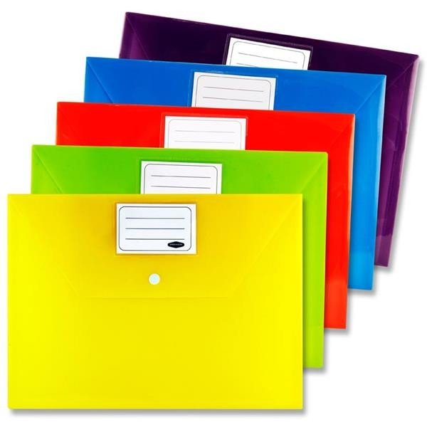 Premto A4 Button Storage Wallets Pack Of 5 - ABC School Supplies