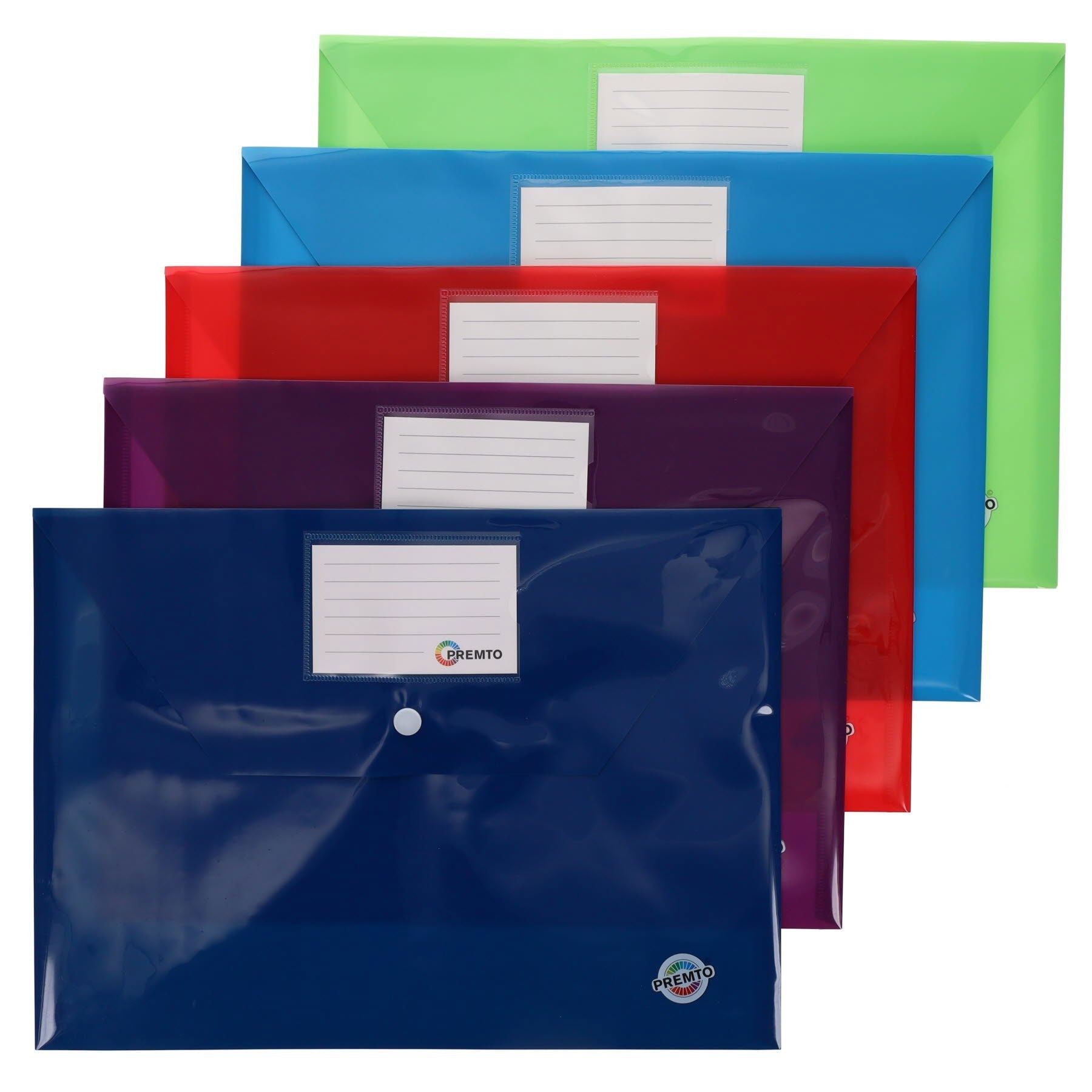 Premto A4 Button Storage Wallets Pack Of 5 - ABC School Supplies