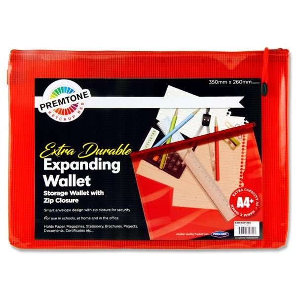 **Premto A4+ Extra Durable Mesh Storage Wallet - Ketchup Red - ABC School Supplies
