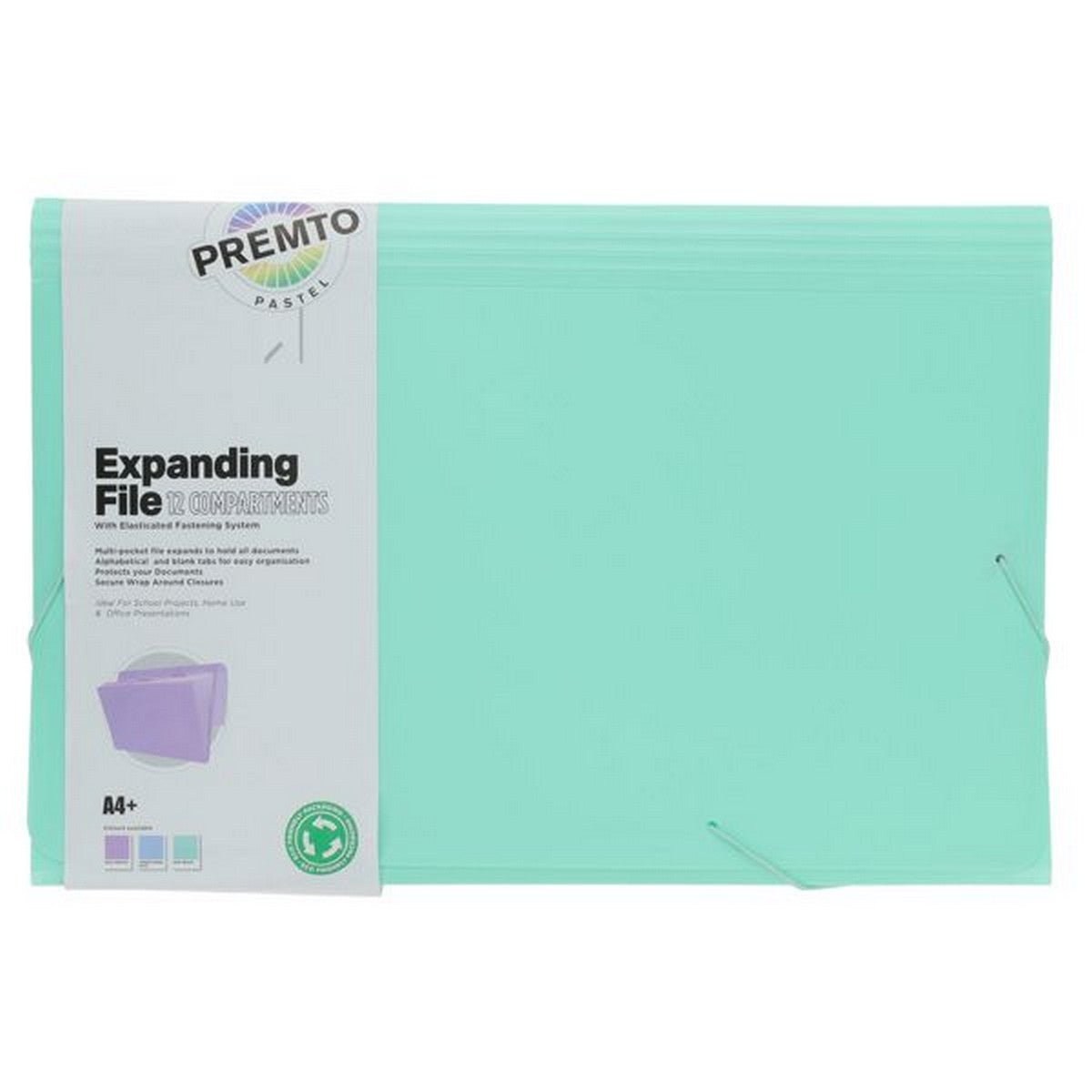 Premto A4+ Pastel 12 Part Expanding File - ABC School Supplies