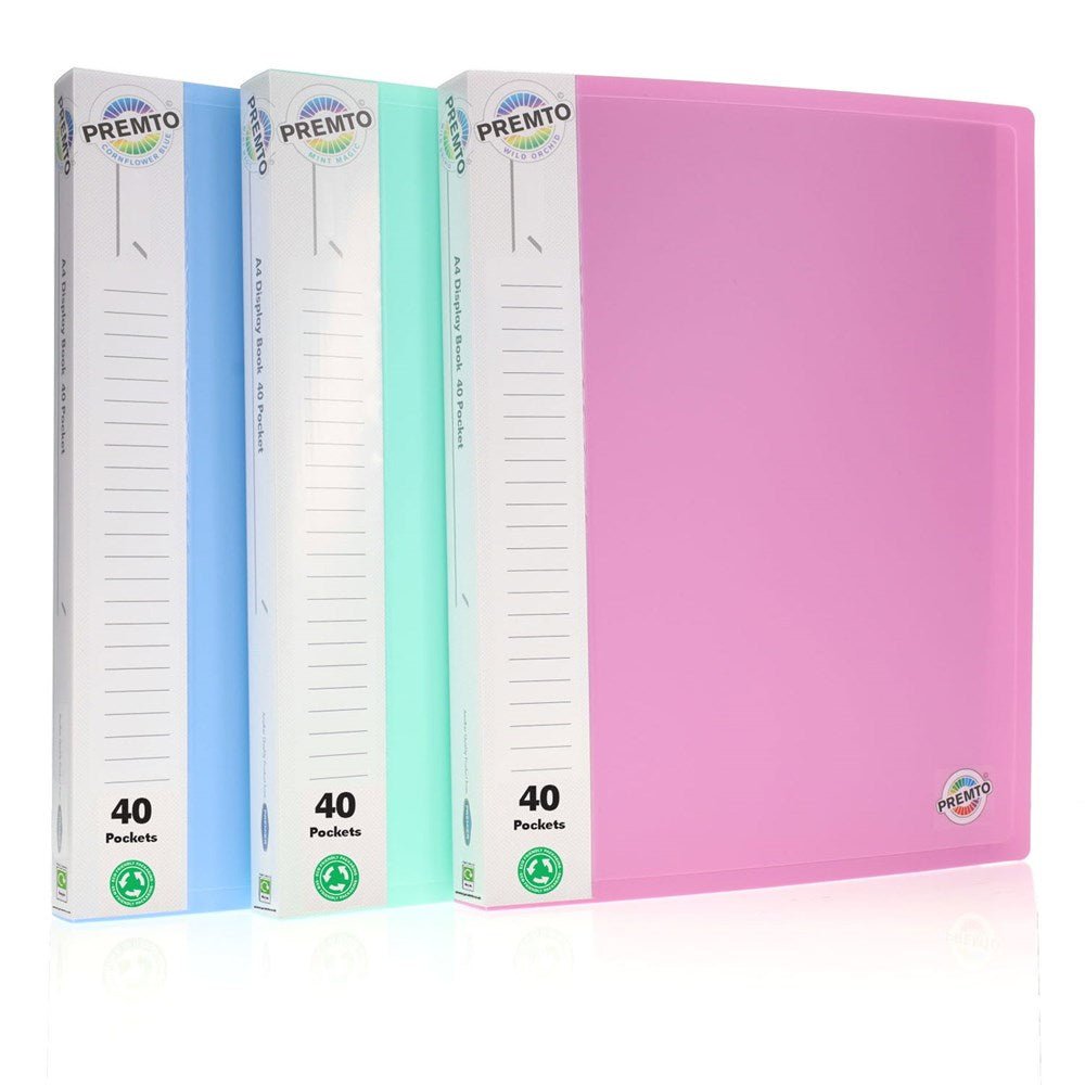 Premto A4 Pastel 40 Pocket Display Book Pack of 3 - ABC School Supplies