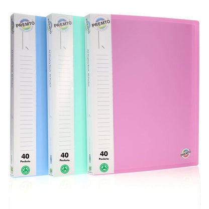 Premto A4 Pastel 40 Pocket Display Book Pack of 3 - ABC School Supplies