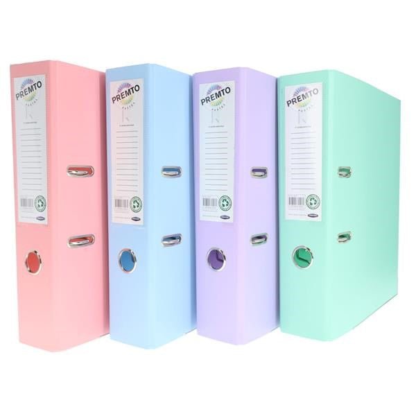 Premto A4 PP Lever Arch File - Pastel Colours Asstd Pack of 20 - ABC School Supplies