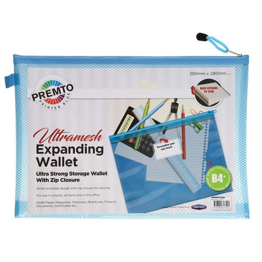 Premto B4+ Ultramesh Expanding Storage Wallet - Printer Blue - ABC School Supplies