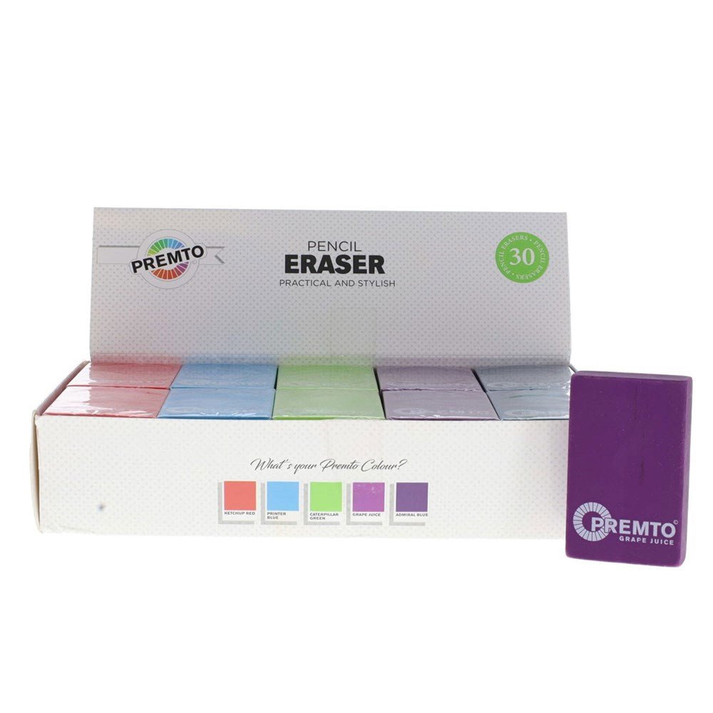 Premto Large Rectangular Eraser Value Pack of 30 - ABC School Supplies