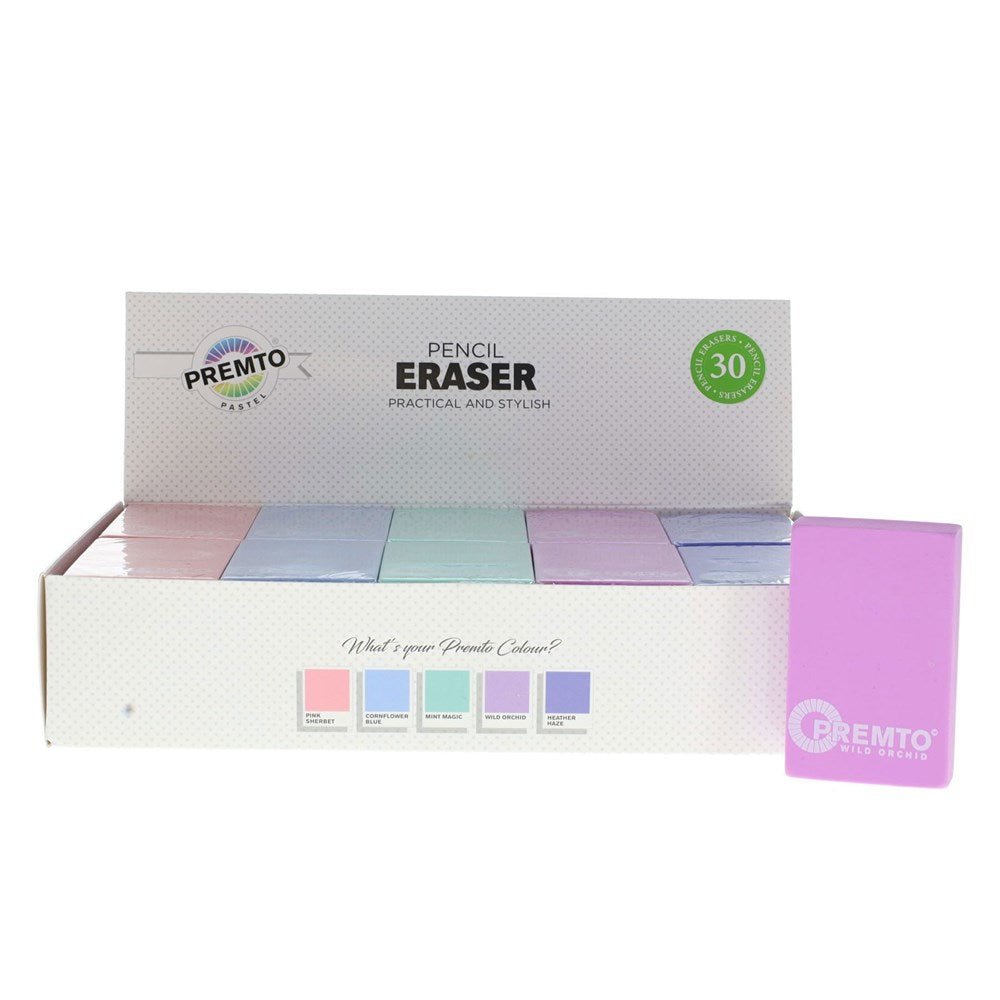 Premto Large Rectangular Pastel Eraser Value Pack of 30 - ABC School Supplies