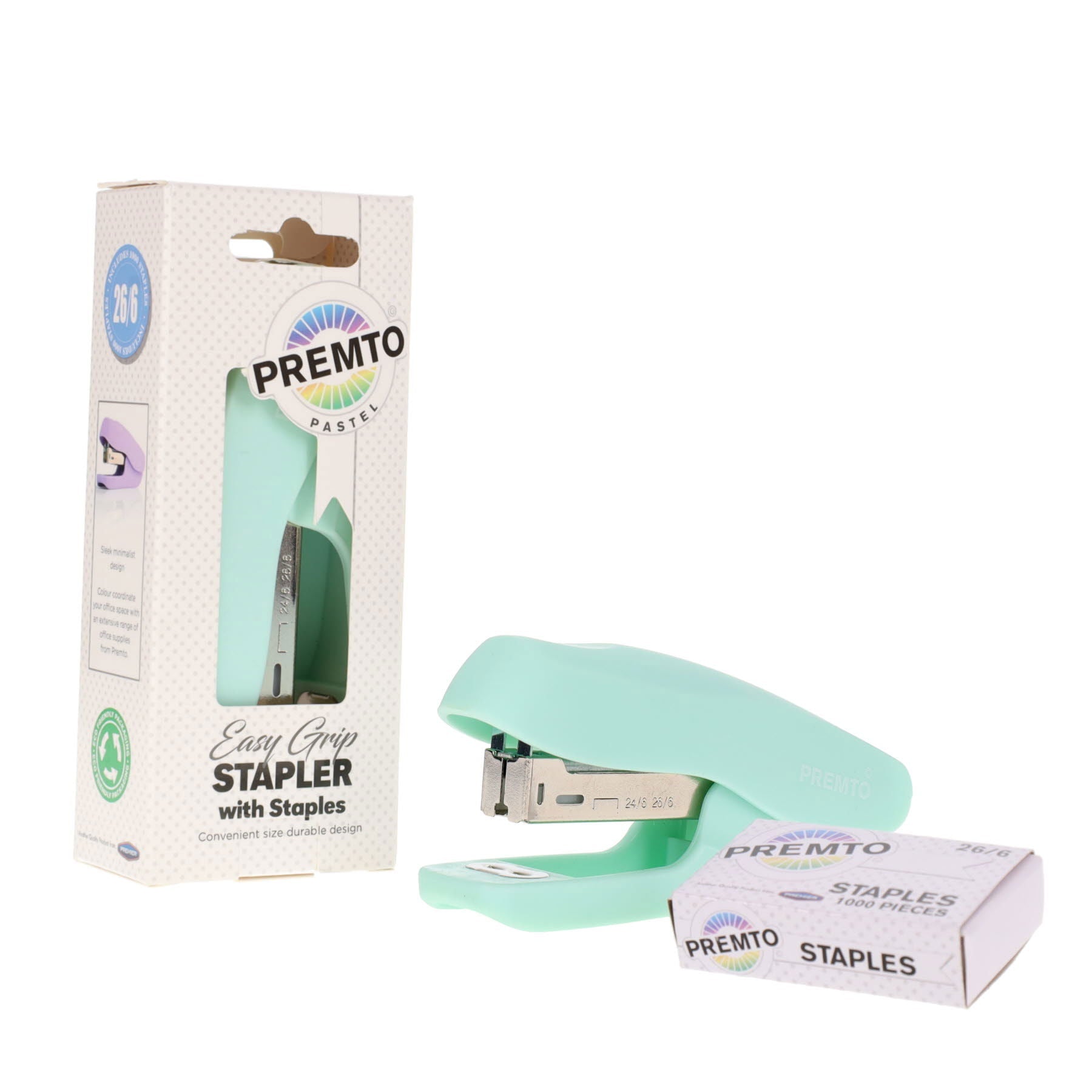 Premto Pastel Easy Grip Stapler & 26/6 Staples - ABC School Supplies