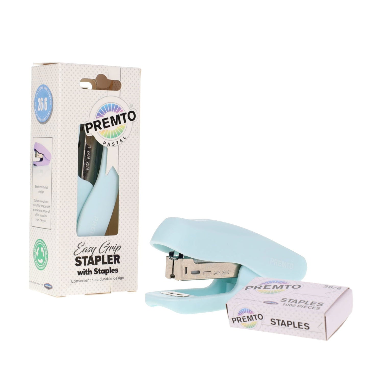 Premto Pastel Easy Grip Stapler & 26/6 Staples - ABC School Supplies