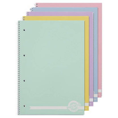 Premto Pastel Pack Of 5 A4 160Pg Spiral Notebooks - ABC School Supplies