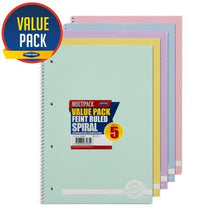 Premto Pastel Pack Of 5 A4 160Pg Spiral Notebooks - ABC School Supplies