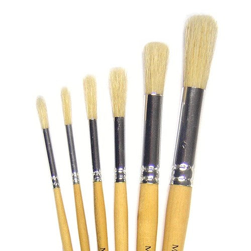 Hog Round Brush Size 6 Short Handle Pack Of 10