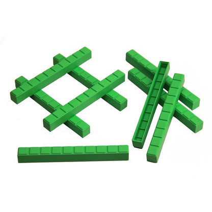 Interlocking Plastic Base Ten Rods Set of 50 (Green)