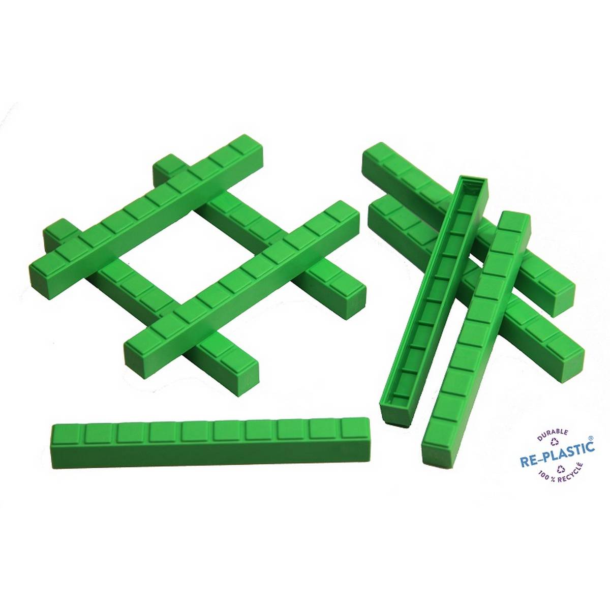 Interlocking Plastic Base Ten Rods Set of 50 (Green)