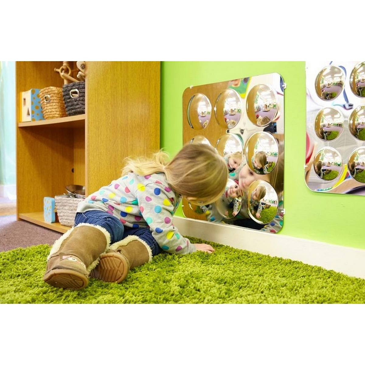 Large 9-Domed Acrylic Mirror Panel - 490mm