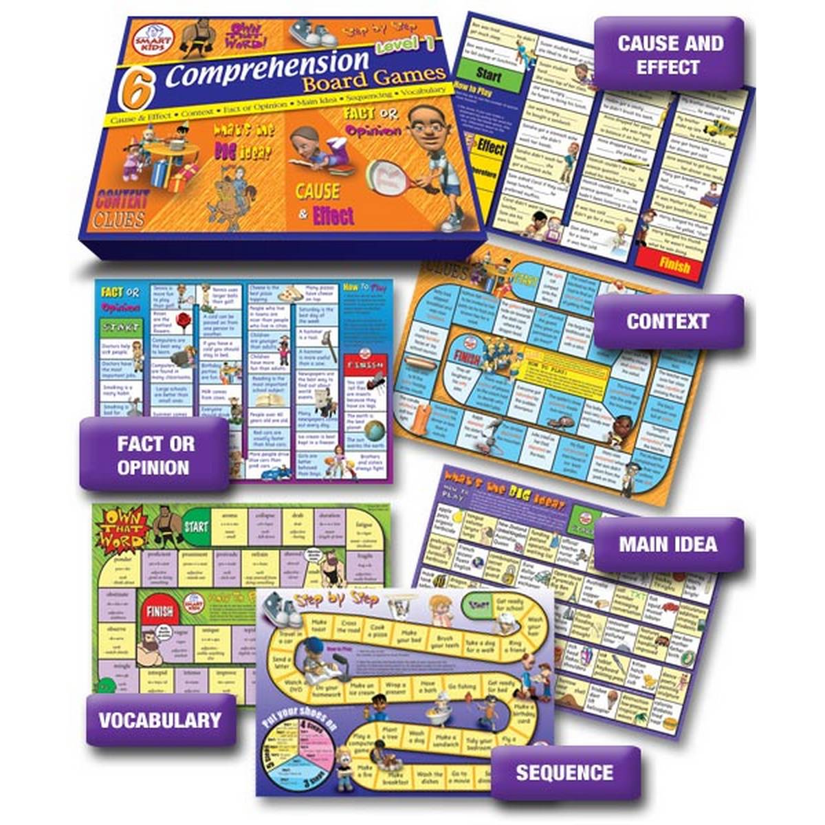 6 Reading Comprehension Board Games Level 1