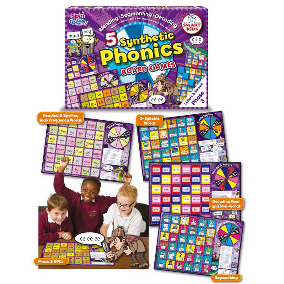 Synthetic Phonics Boards Games Age 4-7 Set of 5