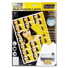 Pro:Form 25 Sheets - 21 Labels 63.5X38Mm - ABC School Supplies