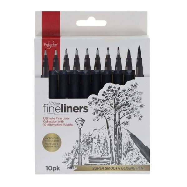 ProScribe 10 Pack Ultimo Fineliners - Black - ABC School Supplies