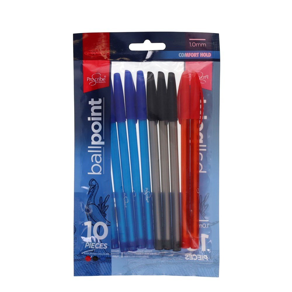 ProScribe Ballpoint Pens Assorted Pack of 10 - ABC School Supplies