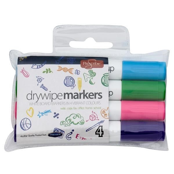 ProScribe Dry Wipe Whiteboard Markers Pack Of 4 - ABC School Supplies