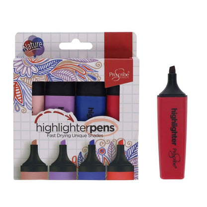 ProScribe Highlighter Markers Pack of 4 - ABC School Supplies