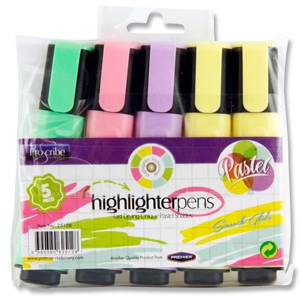 ProScribe Pkt.5 Pastel Highlighter - ABC School Supplies
