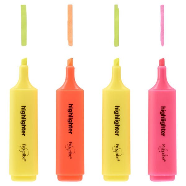 ProScribe Wallet of 4 Assorted Highlighters - ABC School Supplies