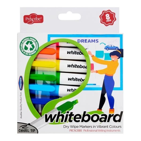 ProScribe Whiteboard Markers - Chisel Tip Pack of 8 - ABC School Supplies