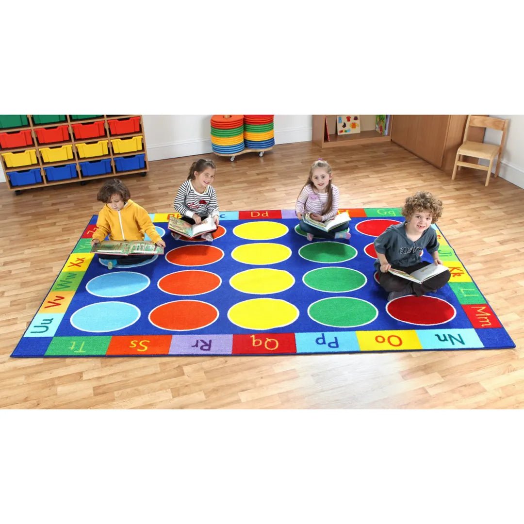Rainbow Abc Dot Rectangle Mat - ABC School Supplies
