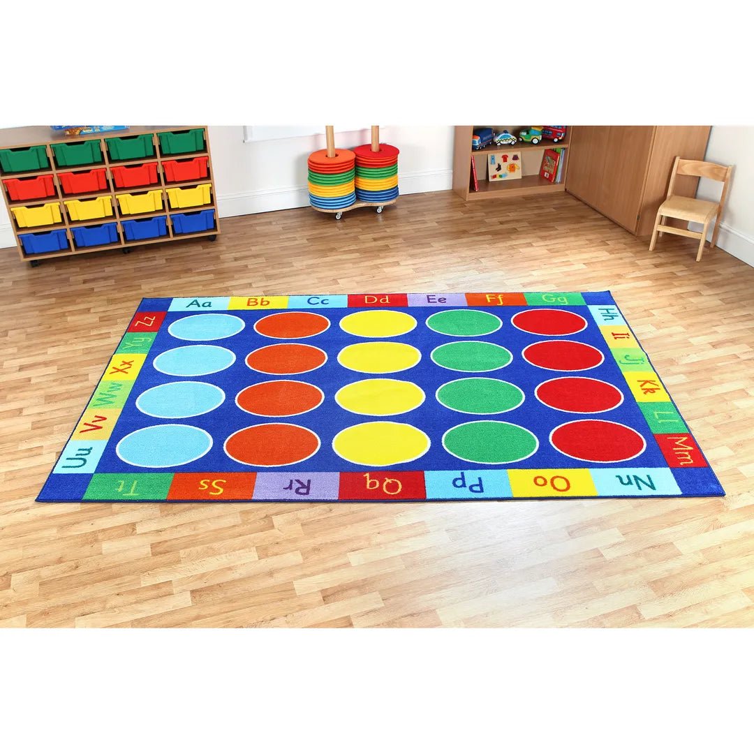 Rainbow Abc Dot Rectangle Mat - ABC School Supplies
