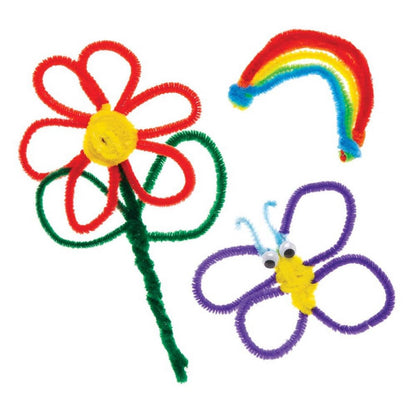 Craft Chenille Pipe Cleaners 12" Rainbow Colours Pack Of 42