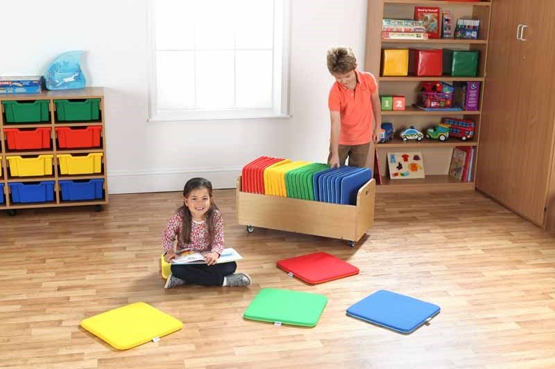 Rainbow Square Cushions Set Of 32 And Tuf 2 Trolley - ABC School Supplies