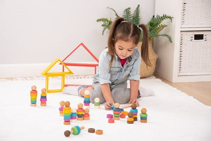Rainbow Wooden Community People - ABC School Supplies