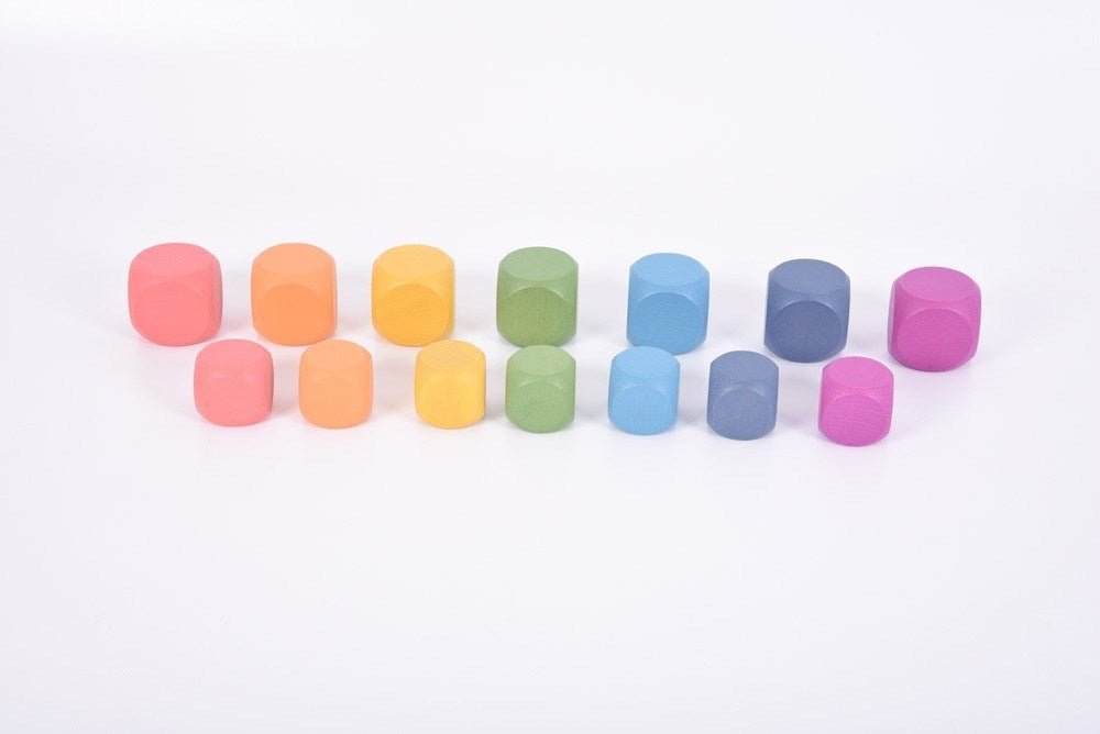 Rainbow Wooden Cubes - ABC School Supplies