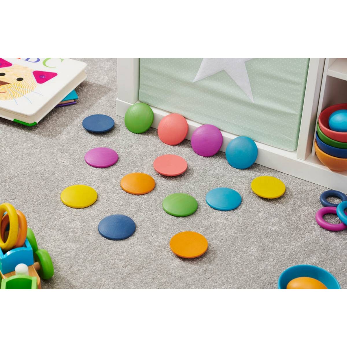 Rainbow Wooden Discs - ABC School Supplies