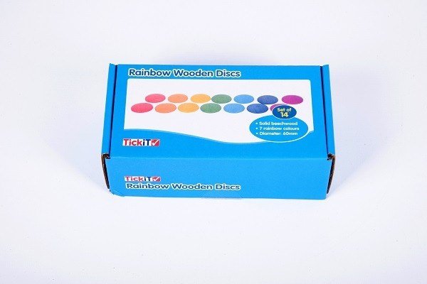 Rainbow Wooden Discs - ABC School Supplies