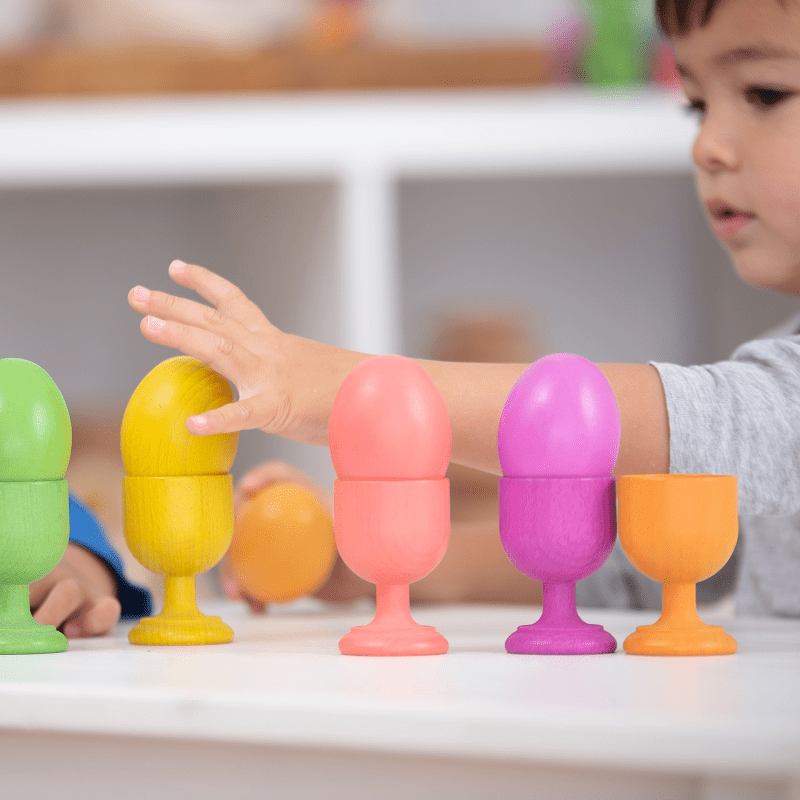 Rainbow Wooden Eggs Pack of 7 - ABC School Supplies
