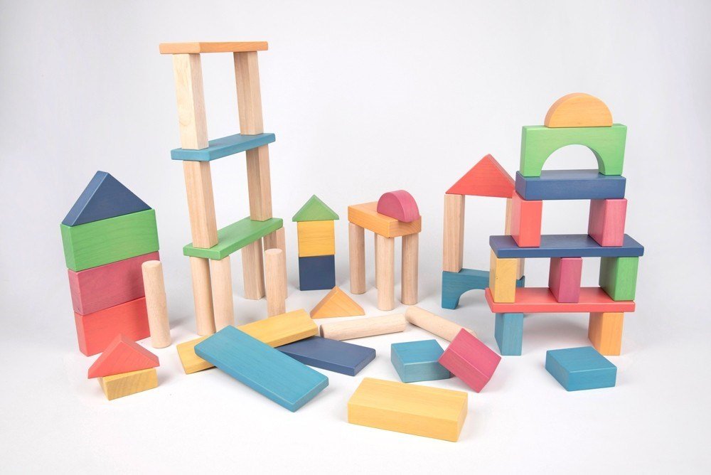 **Rainbow Wooden Jumbo Block Set - Pk54 - ABC School Supplies