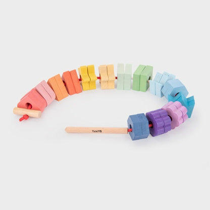 Rainbow Wooden Lacing Shapes - 28 pieces + 1 lace. - ABC School Supplies
