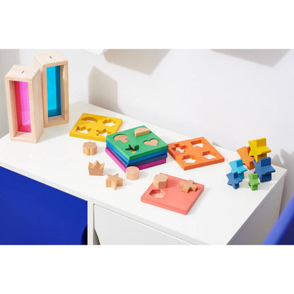 Rainbow Wooden Shape Stacker - ABC School Supplies