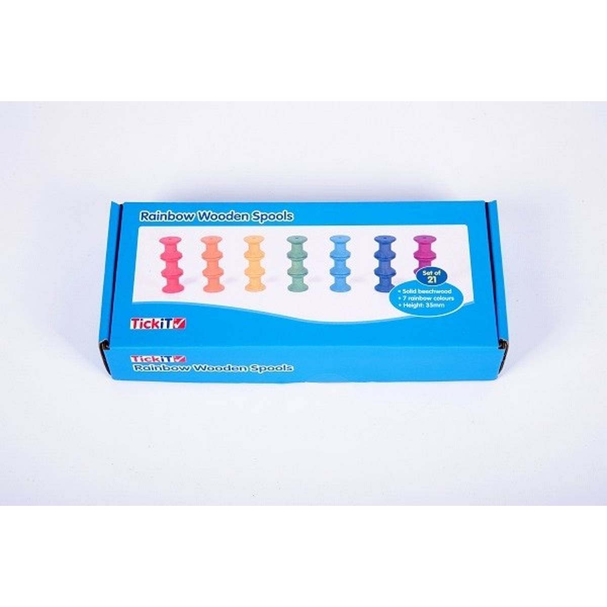 Rainbow Wooden Spools Pack of 21 - ABC School Supplies
