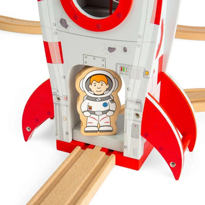 Rocket Ship - Wooden Railway Accessory, Spaceship Toy for Train Set - ABC School Supplies