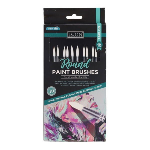 Round Paint Brushes - Taklon No 10 (Pack of 10) - ABC School Supplies