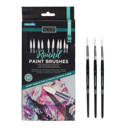 Round Paint Brushes - Taklon No 10 (Pack of 10) - ABC School Supplies