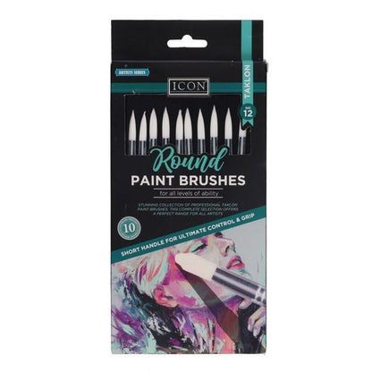 Round Paint Brushes - Taklon No 12 (Pack of 10) - ABC School Supplies