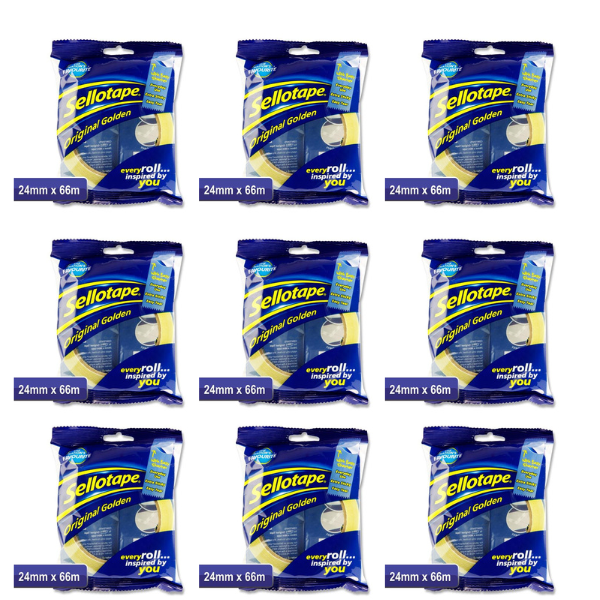 Sellotape Original Golden Clear Sticky Tape 24mm X 66Mm Large Core - Pack Of 12 - ABC School Supplies