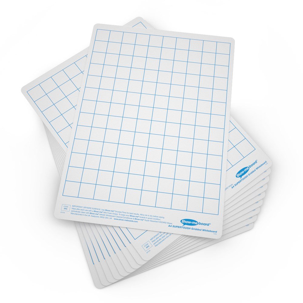 Show - Me A4 1500 Micron Drywipe Boards Gridded - ABC School Supplies
