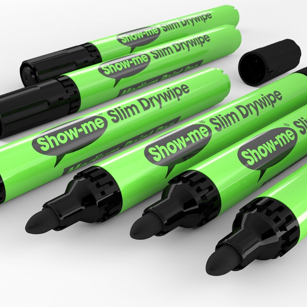 Show - me Black Drywipe Pens, Medium Tip (Value Pack of 800) Black - ABC School Supplies