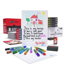Show - Me Bulk Box Drywipe Board Pack, Pens & Erasers - Picture Story, A4 - 100 Sets - ABC School Supplies